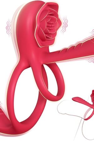Vibrating Cock Ring Penis Sleeve with Rose Clitoral Stimulator, Penis Ring Vibrator Couples Adult Sex Toys for Men Women, Penis Extender for Penis Testicles Taint G Spot, Healexcer Male Couple Sex Toy