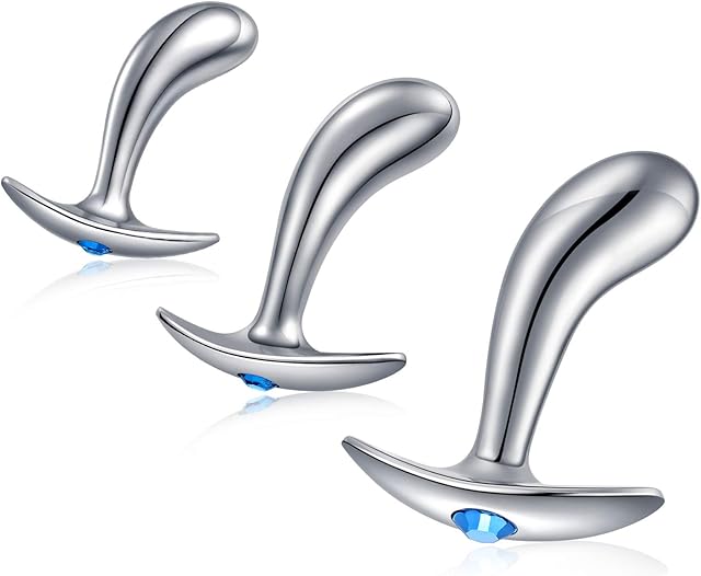 Butt Plug Trainer Kit with Flared Base Metal Anal Plugs Prostate Massage Temperature Stimulation Adult Sex Toys for Men Women