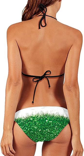 Women's Sexy Christmas Santa Claus Bikini Set Halter Bra Top Briefs Lingerie Suit Swimwear Beachwear