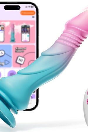 Adult Sex Toys Thrusting Dildos, Pink-Blue Gradient Realistic Dildo Vibrator for Women Vaginal Anal Hand Free Play, 75? Suction Cup Dildo with 9 Vibrating & Thrusting Modes, Couple Sex Toys