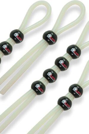 LeLuv Lasso Stretchy Silicone Bundle with One, Two, Three and Four Bead Cock Rings Multiple Positions Clitoral, Perenium Stimulation Stay Harder - GID Green tubing
