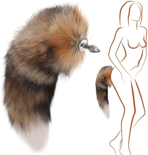 Butt Plug Fox Tail, Sex Fox Tail Anales Plug Toys Butt Plugs with Headband Anal Sex Toys Cosplay Party Tail Butt Tail plug-40CM||Diamond 2.2cm