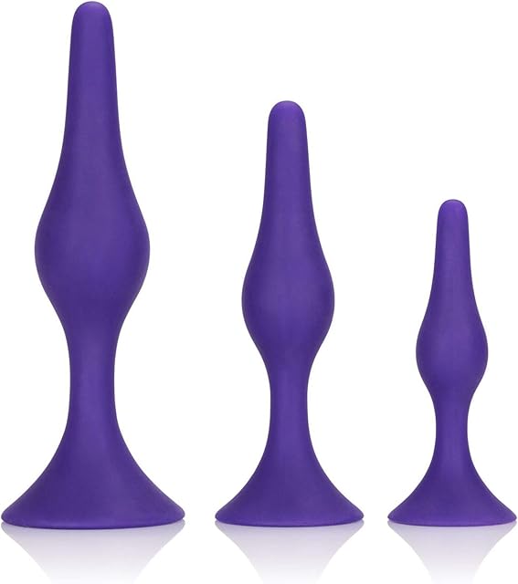 CalExotics Booty Call Booty Trainer Kit- 3 Piece Silicone Butt Plug Set With Suction Cup - Waterproof Fetish Sex Toys for Couples - Purple