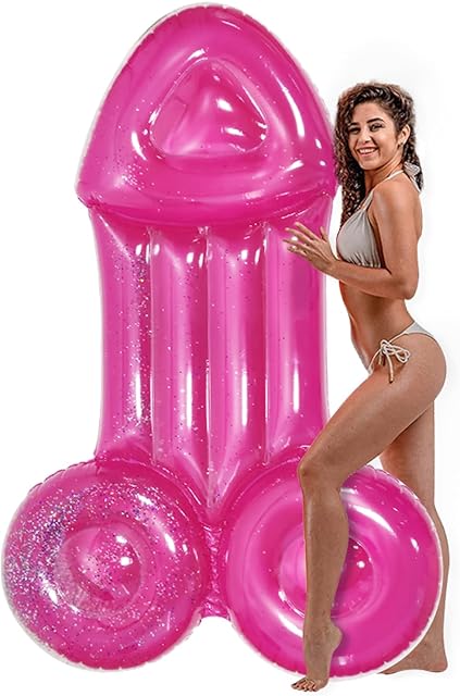Blow Up Pecker ? Giant Penis Adult Float with Glitter for Pool or Beach, Funny Dick Pool Accessory for Naughty Bride Tribe Wedding Party Gifts Decoration Funny
