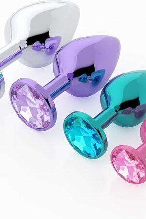 Anal Plug Beginner Set - 4 PCS Jewel Butt Plug Training Kit, Adult Anal Toys for Men, Women & Couples, Unisex Anal Trainer for Beginners to Advanced, P-Spot & Pleasure Enhancer