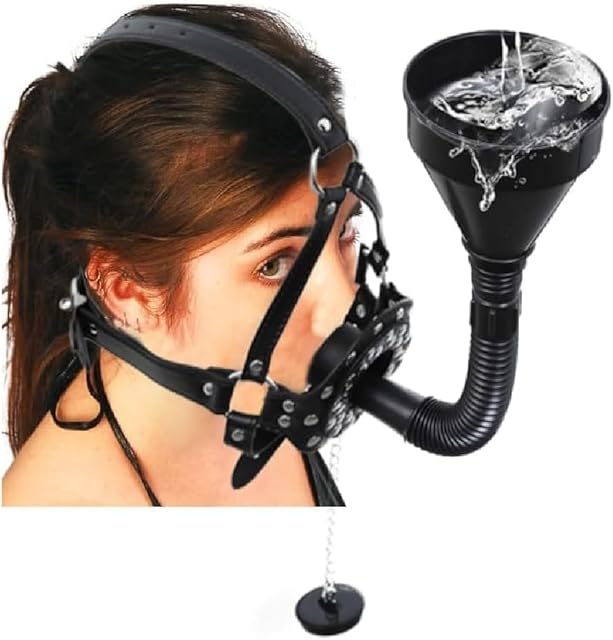Bondage Gear Accessories Mouth Gag Bondage Restraints Mask with Funnel Gag Urinal Ball Gag Bondage Gags Muzzles Fetish Sex Toy
