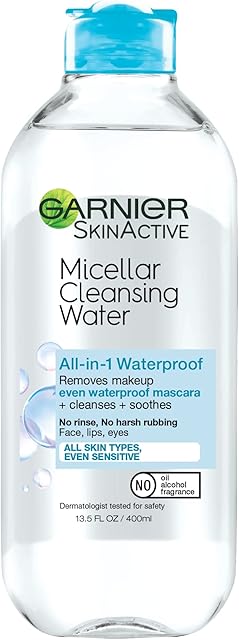 Garnier Micellar Water For Waterproof Makeup, Hydrating Facial Cleanser & Makeup Remover, Suitable for Sensitive Skin, Vegan, Cruelty Free, 135 Fl Oz (400mL), 1 Count