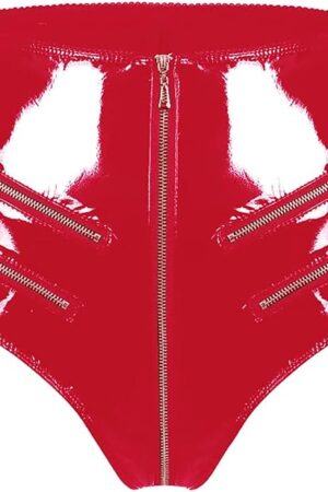 High Gloss PVC Leather Sexy Open File Shaping Zipper High Waist Sexy Shorts Womens Sexy Lingerie