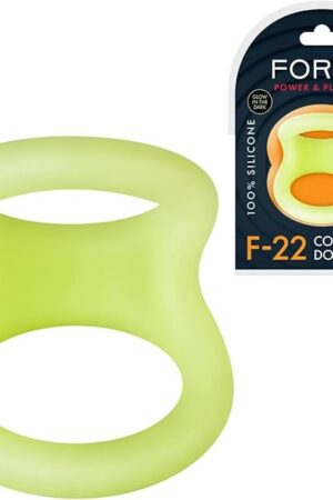Forto F-22 Liquid Silicone D-Ring  Soft Stretchy Double Penis & Testicle Ring for Enhanced Erections & Stamina  Waterproof, Body-Safe Silicone  Available in Glow & Black