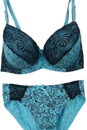 Women's Comfortable Push Up Embroidery Lace Bra and Panty Set Plus Size