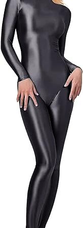 200D Opaque Glossy One-Piece Swimsuit High Stretch Shiny Full Bodysuit Back Zipper Unitard