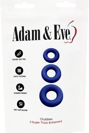 Adam & Eve Chubbies 3 Super Thick Enhancers, Extra Large Penis Rings, Stretchy Silicone, Erection Enhancer, Boosts Hardness and Girth, Comfortable Fit, Non Rolling, Waterproof, Durable, Easy Use