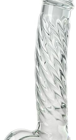Glass Realistic Dildo G-spot Stimulation Crystal Butt Plug Anal Sex Toys Prostate Massager Anus Stretcher Pleasure Wand with Raised Spiral Texture Romi