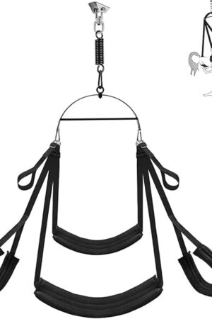 360? Spinning Sex Swing for Couples, Adjustable BDSM Sex Toys Sex Swings with Steel Stand Thick Padded Pads Nylon Straps Anti-Fall Hook & Ceiling Mount, Adult Swing Sex Furniture for Bedroom Fun