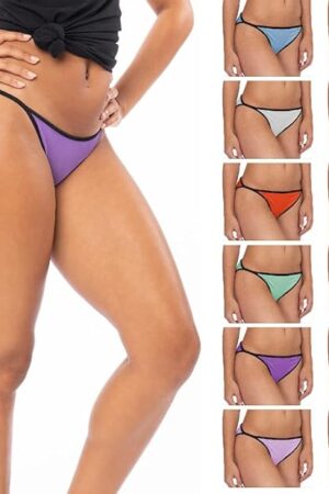 Womens 12 Pack String Bikini Briefs/Ultra-Soft Cotton/Spandex Stretch No-Show Panties