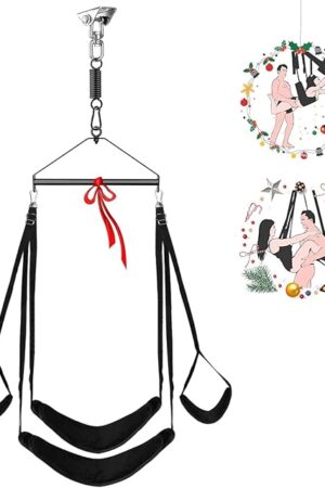 BDSM Adult Sex Swing - 360 Degree Spinning Indoor Ceiling Sling with Adjustable Thigh Restraints, Premium Paint Stand Holds up to 700lbs, Plush Cushion Bondage Sex Toys for Men Women