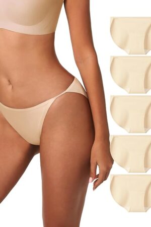Cotton Underwear for Women Sexy Underwear High-Cut Underwears No Show Underwears Panties No Line Briefs 5 Pack