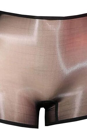 Women's Sexy Low Rise Panty Shiny Glossy Boxer Briefs High Elastic See Through Sheer Boyshorts Underwear