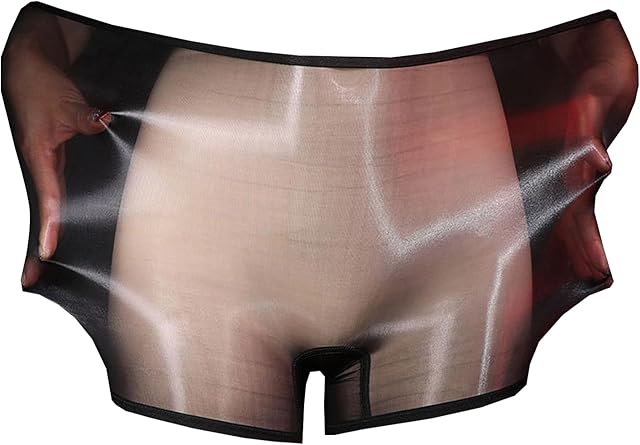 Women's Sexy Low Rise Panty Shiny Glossy Boxer Briefs High Elastic See Through Sheer Boyshorts Underwear
