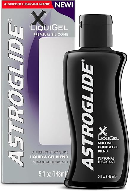 Astroglide Silicone Lube (5oz), X LiquiGel Hybrid Personal Lubricant for Vaginal and Anal Sex, Silky & Lightweight for Men, Women and Couples, Waterproof for Water Play
