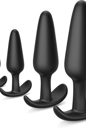 4PCS Silicone Anal Butt Plug Set, Beginner to Advanced, Trainer Kit with Flared Base for Women, Men Comfortable Long-Term Wear, Premium Training Sets, Sex Toys for Couples