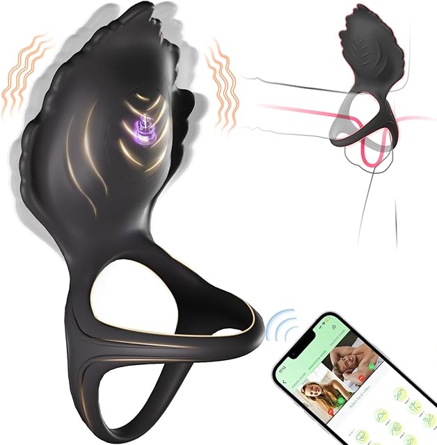 Vibrating Cock Ring with Clitoral Stimulator, 3 in 1 Pleasure Penis Ring Vibrator Couples Adult Sex Toys for Men Women, LITLLS 9 Vibrations Male Couple Sex Toy Game for Men Erection Sex Kinky