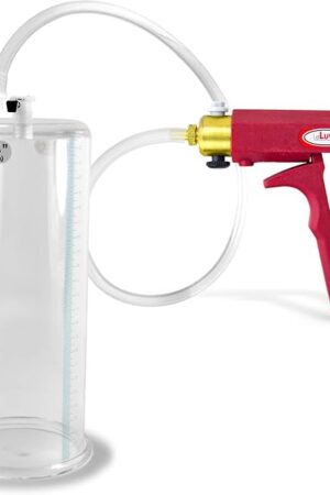 LeLuv Penis Pump Maxi Red Handle with Clear Hose - 9 inch Length x 3.50 inch Diameter Cylinder