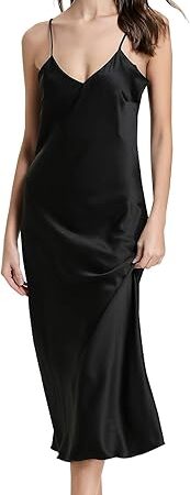 Women Satin Nightgown V-Neck Silk Chemise Nightdress Sleepwear