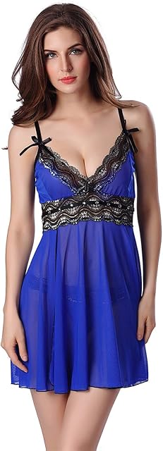 Babydoll Lingerie for Women Sleepwear Sexy Split Chemise Nightgown Lace Lounge Dress
