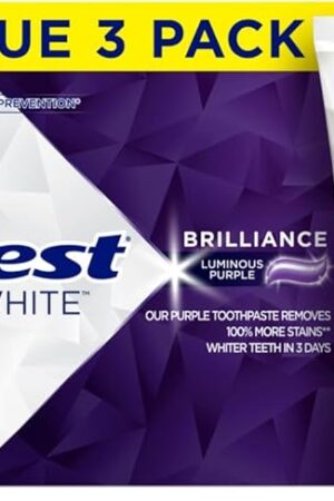 Crest 3D White Brilliance Luminous Purple Teeth Whitening Toothpaste, 46 oz Pack of 3, Anticavity Fluoride Toothpaste, Fights 100% More Surface Stains, 24 Hour Active Stain Prevention