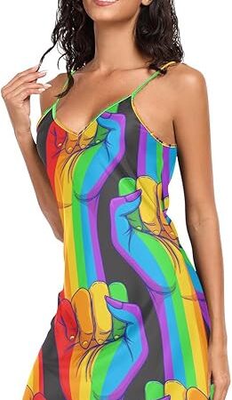 Fun Cool Women Sleepwear Midi Slips Dress Nightgown Summer Outfit