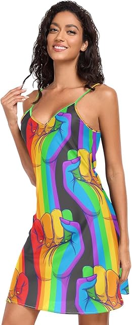 Fun Cool Women Sleepwear Midi Slips Dress Nightgown Summer Outfit