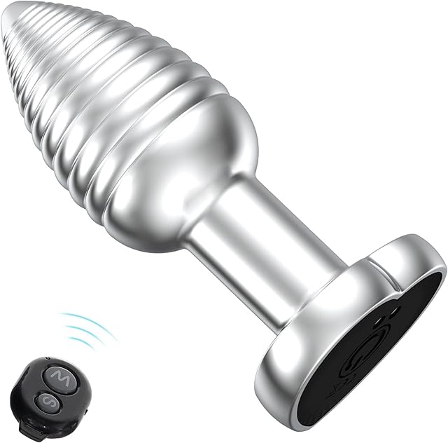 LEEWEDENG Vibrating Butt Plugs,287 inch Stainless Steel Anal Plug Anal Vibrator with 10 Vibration Modes, Metal Prostate Massager Adult Sex Toys for Men Women