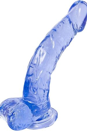 Adam & Eve Cool Curve Jelly Dildo, Realistic Curved Dildo with Suction Cup Base, Soft and Flexible PVC for G Spot or P Spot Stimulation, Strap On Harness Compatible, 8 Inch Total Length, Adult Toy