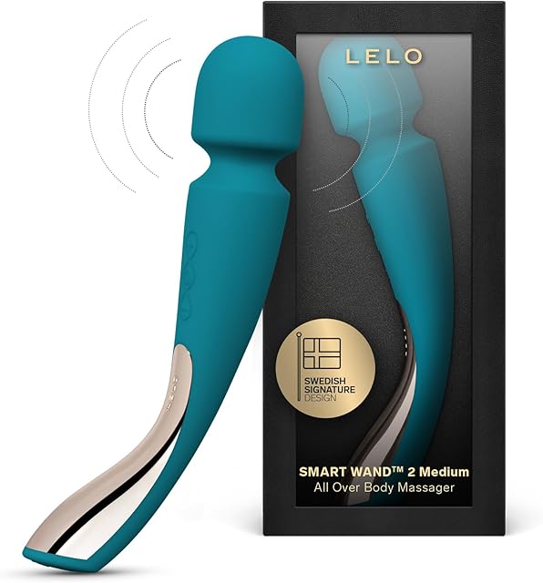 LELO Smart Wand 2 Medium Personal Wand Massager Tension Releasing Muscle and Body Massager, Waterproof Rechargeable Wand Vibrator, Personal Vibrator Wand for Her, Ocean Blue
