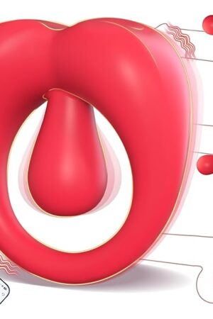Vibrating Cock Ring with 360? Adjustable Tongue Clitoral Taint Testicle Stimulator, Male Pleasure Penis Ring Vibrator, Couples Adult Sex Toys Games for Men Women, QJWQJW BDSM Kinky Couple Sex Toy