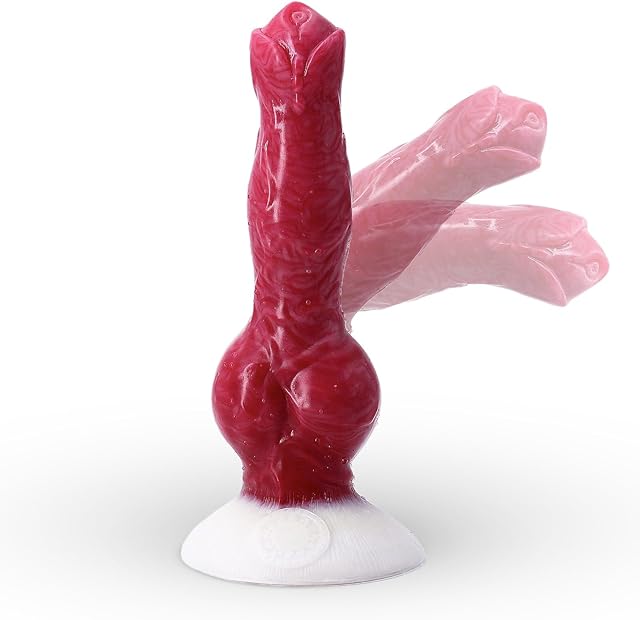 Knotted Dog Dildo with Suction, 8.26 inch Anal Plug Pink Silicone Adult Toy Lifelike Animal Dildos for Beginners Women and Men Gay Lesbian