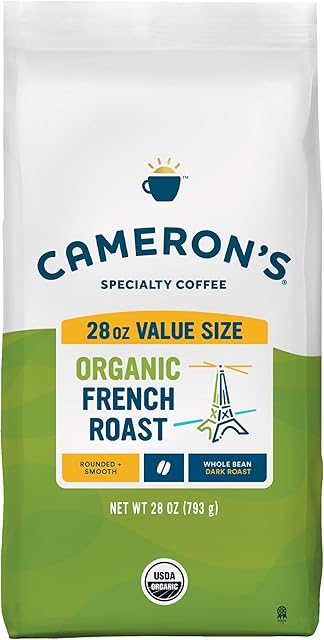 Cameron's Coffee Roasted Whole Bean Coffee, Organic French Roast, 28 Ounce