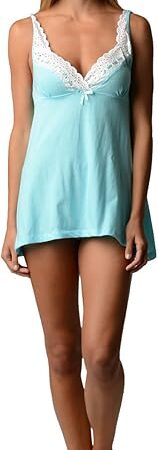 Women's Sleepwear Eyelet Lace Sweatheart Chemise Nightie Slip - Turquoise - Large