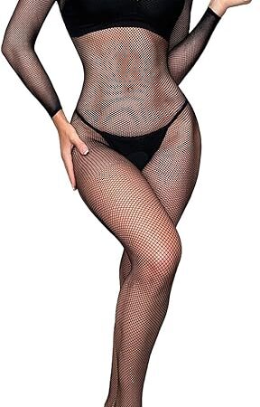 Women Fishnet Bodysuit Sexy Mesh Elastic One Piece Bodystockings Teddy Lingerie