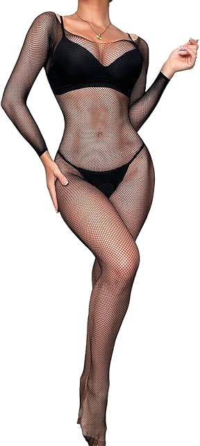 Women Fishnet Bodysuit Sexy Mesh Elastic One Piece Bodystockings Teddy Lingerie