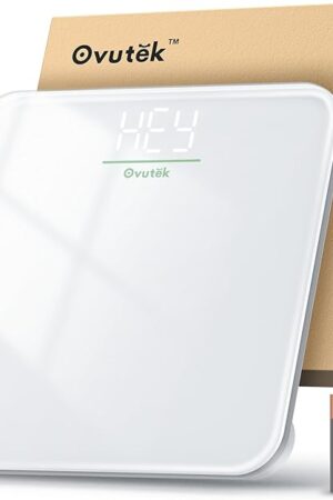 Bathroom Scale for Body Weight, Highly Accurate Digital Weighing Machine for People, Upgraded Batteries Included, Compact Size, LED Display, Physician Scale with Sturdy Tempered Glass, 400lb