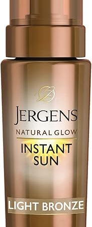 Jergens Natural Glow Instant Sun Body Mousse, Self Tanner for Light Bronze Tan, Sunless Tanning Body Bronzer for Natural Looking Color Instantly, 6 Oz