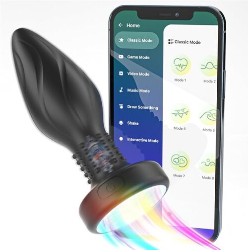Yivans Vibrating Anal Plug APP Control Prostate Massager with Rotation Function, Super Quite 9 Vibrating Modes Adult Sex Toys & Games for Men Women Couples Rotating LED Light Up Silicone Butt Plug