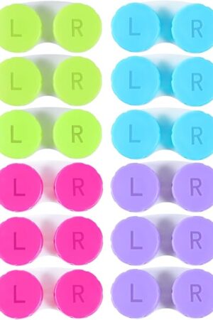 12 Pack Colorful Contact Lens Case Box Holder Container Soak Storage Kit