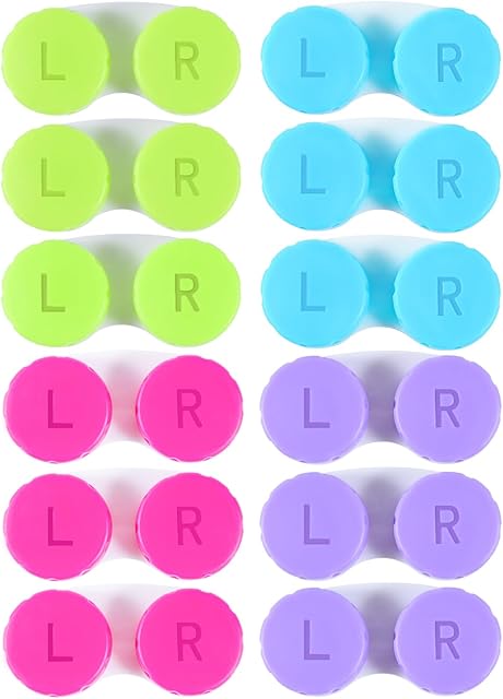 12 Pack Colorful Contact Lens Case Box Holder Container Soak Storage Kit