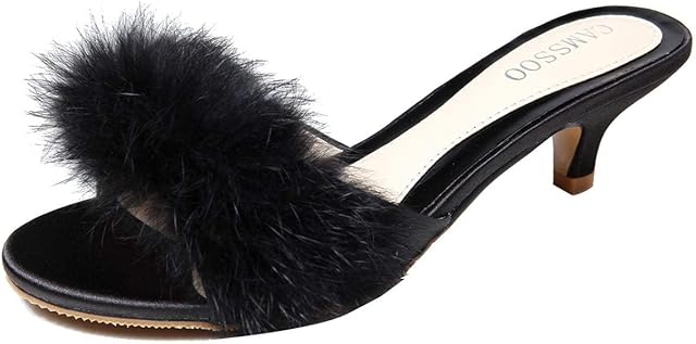Women's Satin Kitten Heels Mules Sandals Slip On Bowknot Open Toe Backless Dress Sexy Low Heeled Slipper Slides