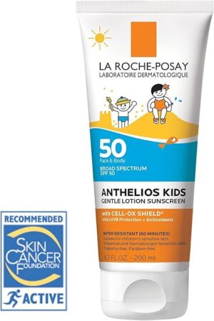 La Roche-Posay Anthelios Kids Gentle Lotion Sunscreen SPF 50, Broad Spectrum SPF + Antioxidants, Sunscreen For Kids, Octinoxate & Oxybenzone-Free, Pediatrician Tested, Non Comedogenic, Oil Free