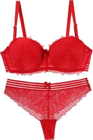Women Push up Bras and Panty Sets Lace Lingerie Set Underwire Bra and Thong Sets Sexy Bralette Underwear