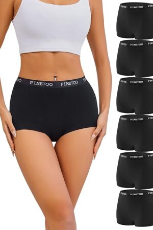 Womens Cotton Boy Shorts Underwear Full Coverage Soft Boxer Briefs Panties for Lady Girls 6 Pack